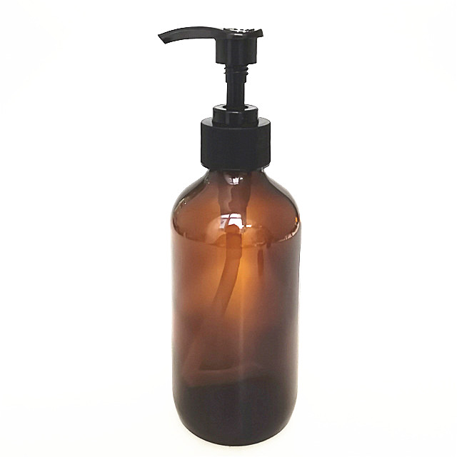 2 oz 8 oz 250 ml amber boston round glass bottles with black bakelite cap