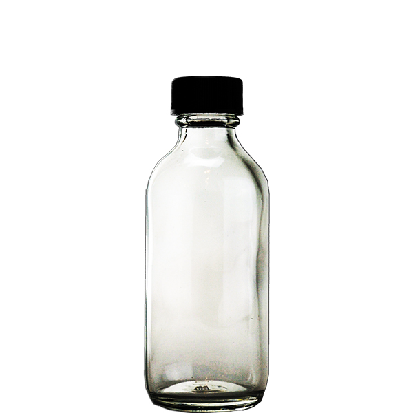 2 oz Clear Boston Round bottle with Black Cap