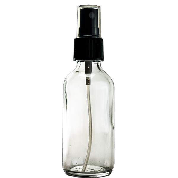 2 oz Clear Boston Round bottle with Black Cap