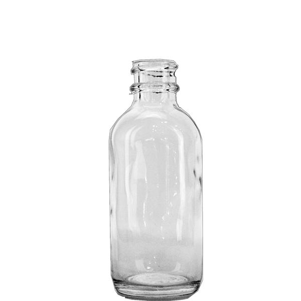 2 oz Clear Boston Round bottle with Black Cap
