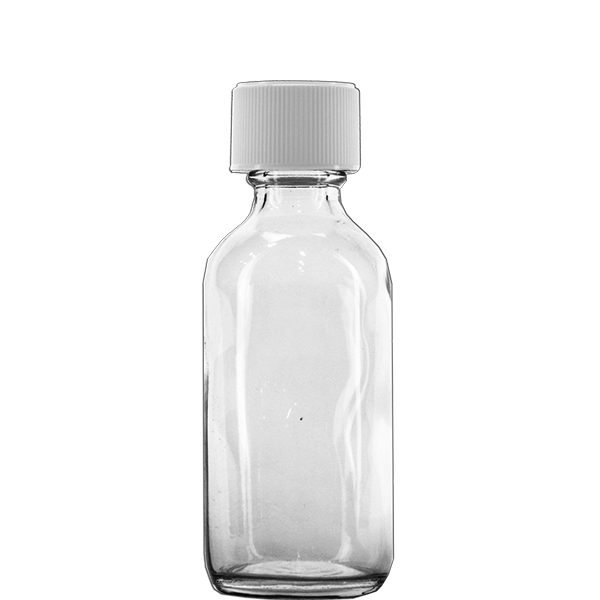 2 oz Clear Boston Round bottle with Black Cap