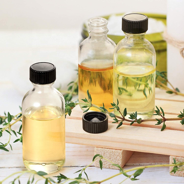 2 oz Clear Glass Bottles With Lids 60ml Small Boston Round Sample Bottles for Potion, Juice, Ginger Shots, Oils