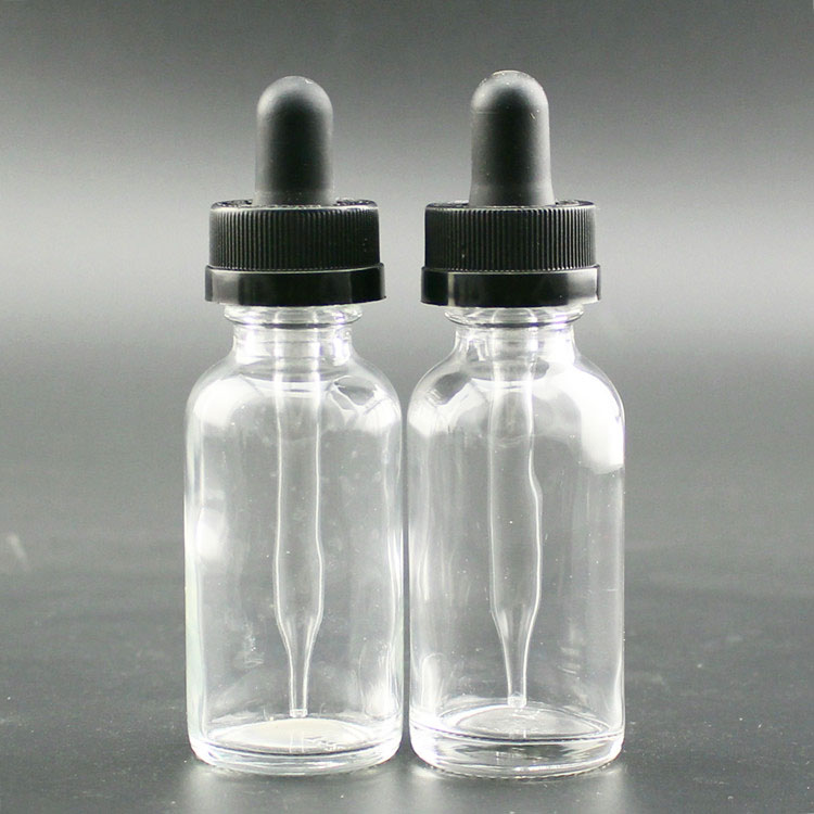 2 oz Dropper caps glass bottles for E liquid 60ml clear frosted Boston Round Glass Bottle