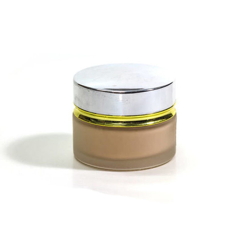 2 oz Frosted Clear Glass Straight Sided Jars With Black Smooth Lids