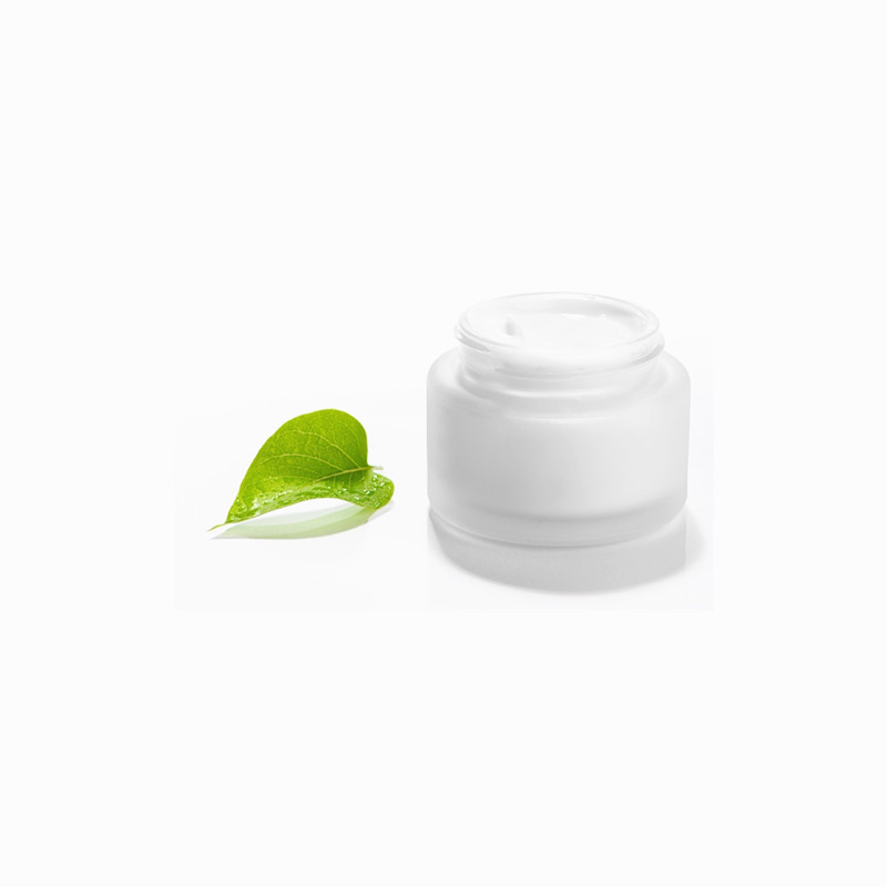 2 oz Frosted Clear Glass Straight Sided Jars With Black Smooth Lids