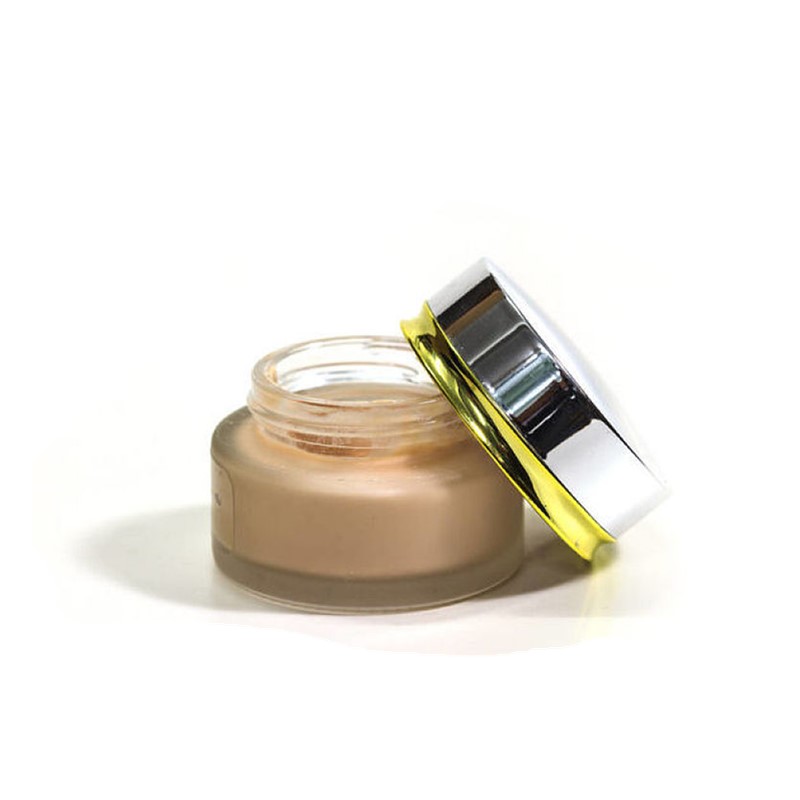 2 oz Frosted Clear Glass Straight Sided Jars With Black Smooth Lids