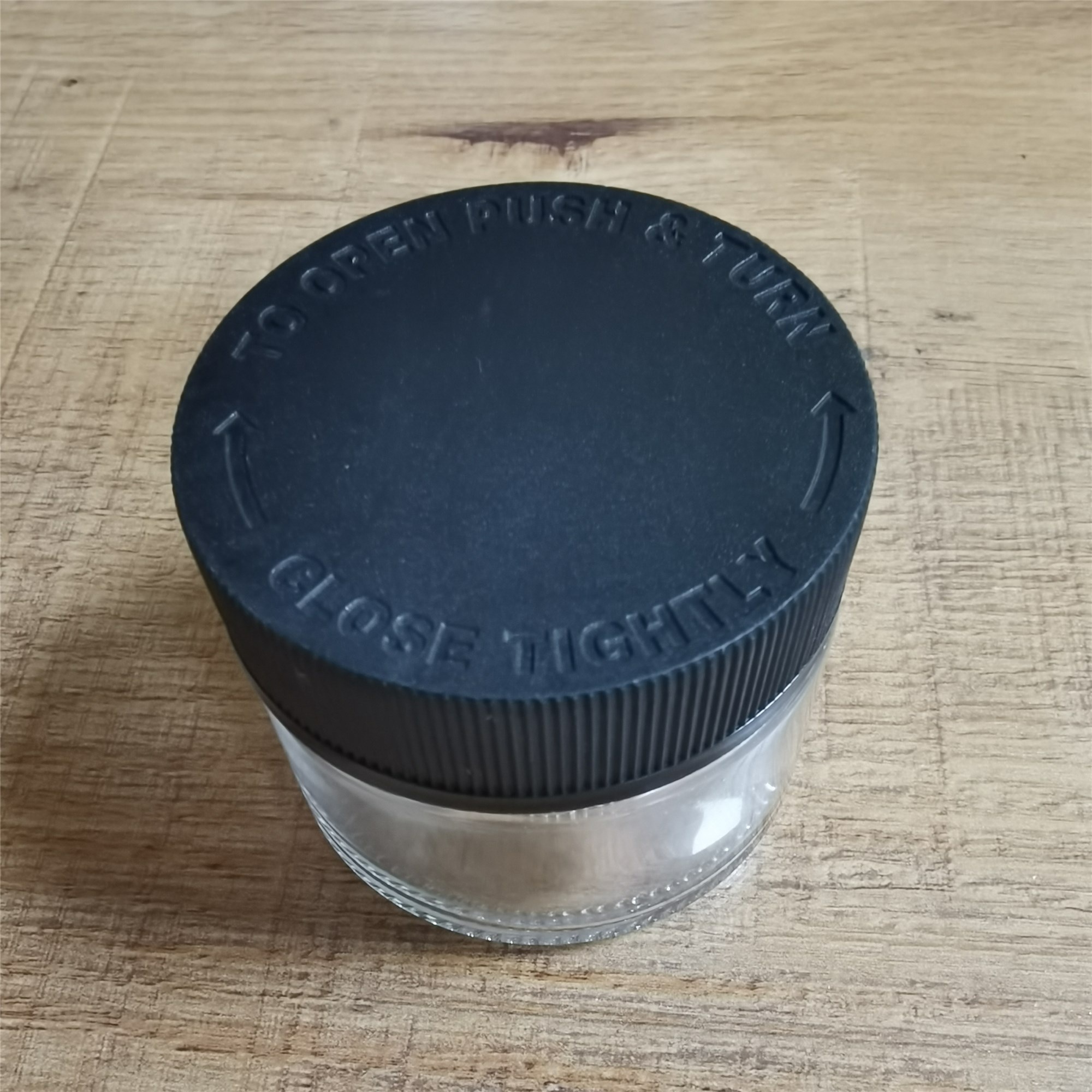 2 oz Glass Jars, Clear Glass Straight Sided Jars w/ Black Child Resistant Caps, Weed Flower Glass Jar