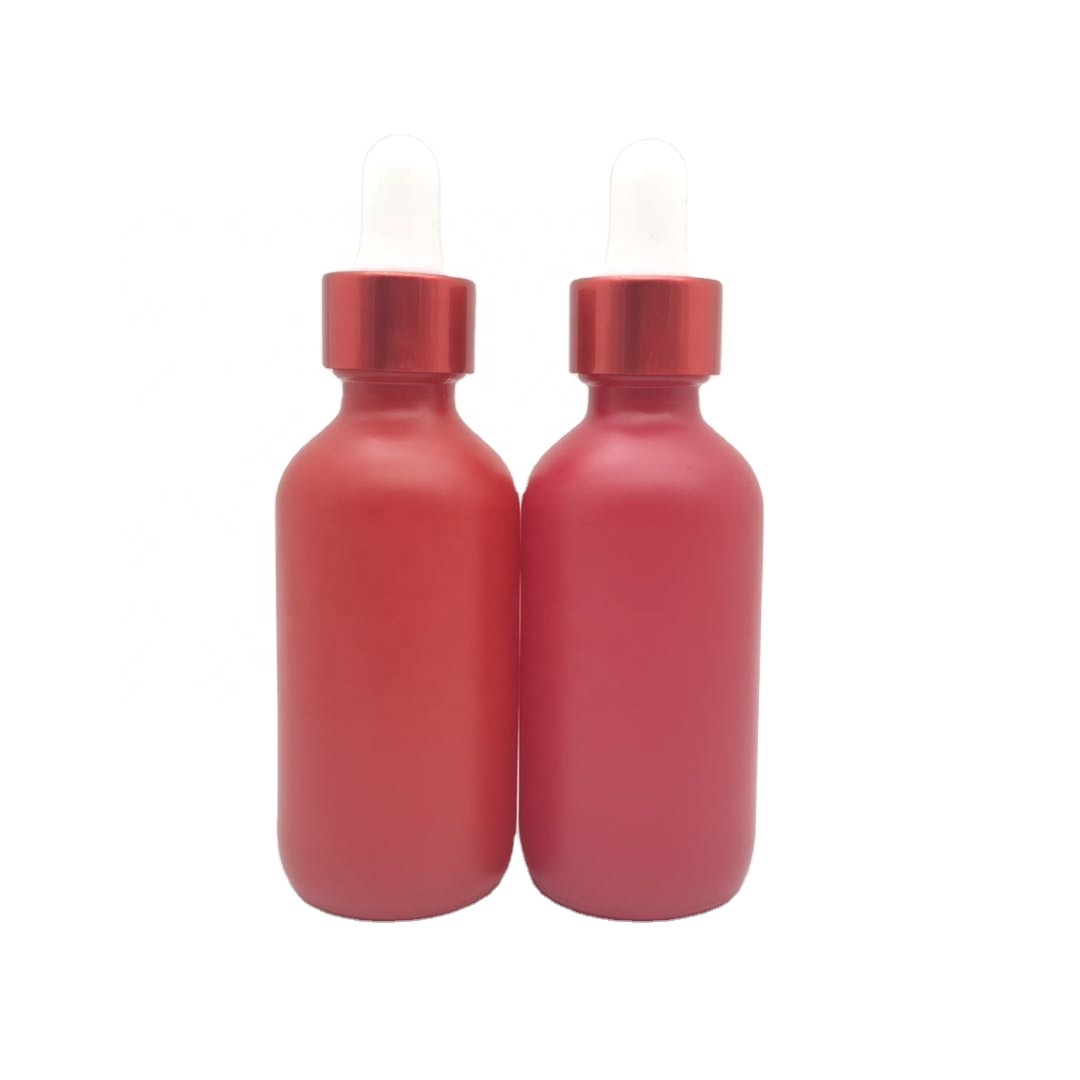 2 oz Red Glass Dropper Bottle 60ml Matt Color Painted Glass Bottle