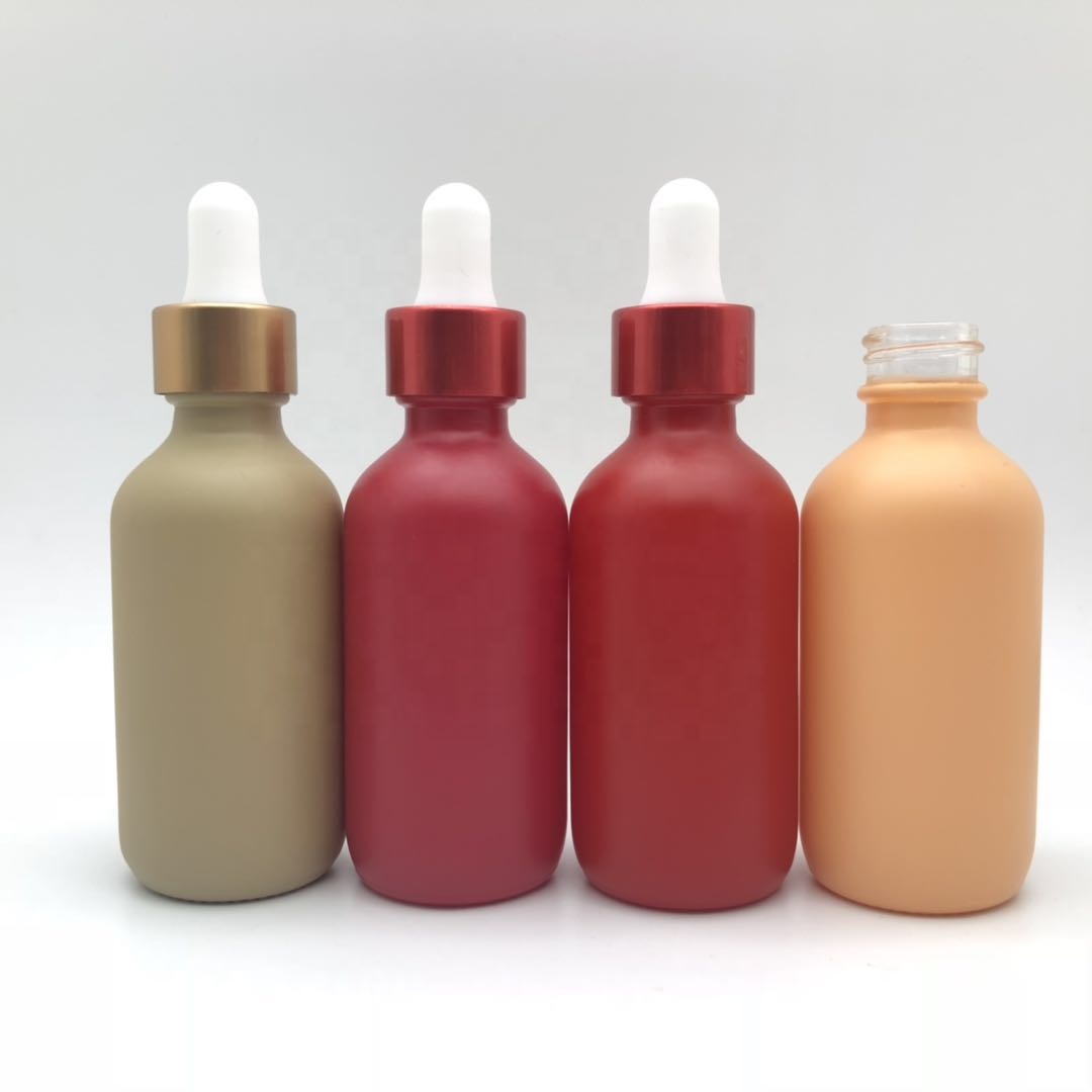 2 oz Red Glass Dropper Bottle 60ml Matt Color Painted Glass Bottle