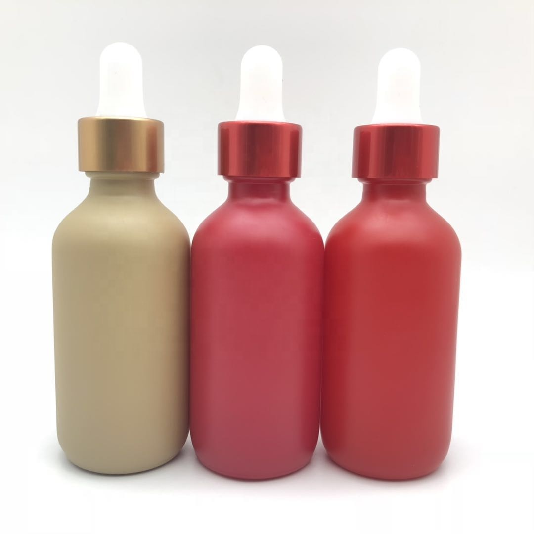2 oz Red Glass Dropper Bottle 60ml Matt Color Painted Glass Bottle