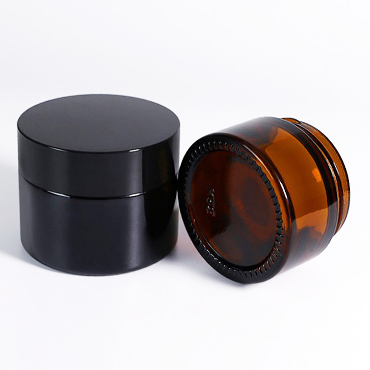 2 oz Translucent Brown Refillable Cosmetic Cream Containers 100g Amber Glass Jar for Body Scrub