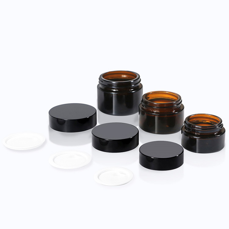 2 oz Translucent Brown Refillable Cosmetic Cream Containers 100g Amber Glass Jar for Body Scrub