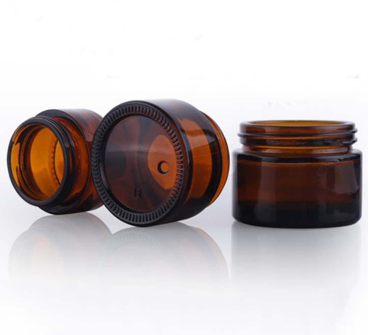 2 oz Translucent Brown Refillable Cosmetic Cream Containers 100g Amber Glass Jar for Body Scrub