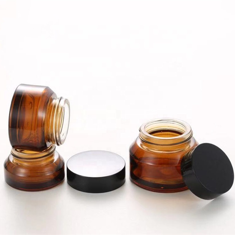 2 oz Translucent Brown Refillable Cosmetic Cream Containers Amber Glass Jar for Body Scrub envase cosmetico vidrio