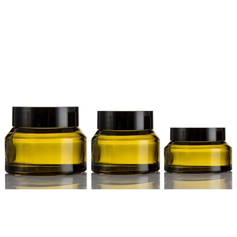 2 oz Translucent Brown Refillable Cosmetic Cream Containers Amber Glass Jar for Body Scrub envase cosmetico vidrio