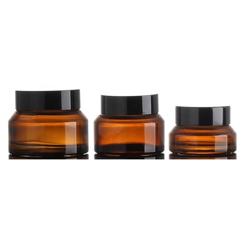 2 oz Translucent Brown Refillable Cosmetic Cream Containers Amber Glass Jar for Body Scrub envase cosmetico vidrio