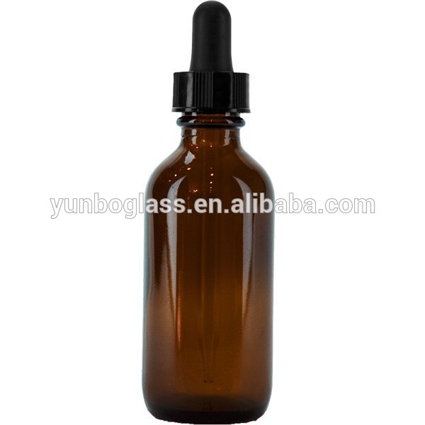 2 oz amber tincture essential oil glass bottle with black dropper wholesale