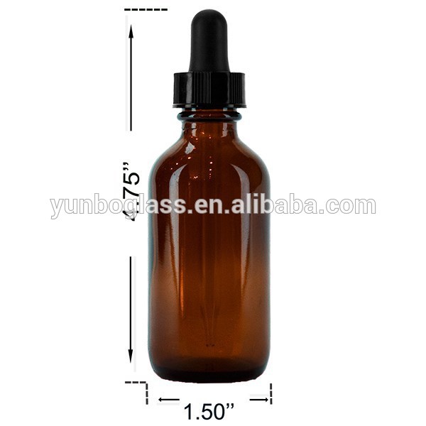 2 oz amber tincture essential oil glass bottle with black dropper wholesale