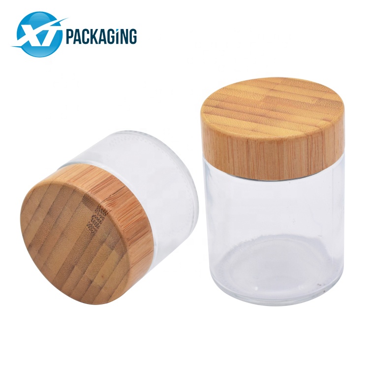 2 oz bamboo jars with lids wholesale childproof child resistant glass jar with bamboo lid super September