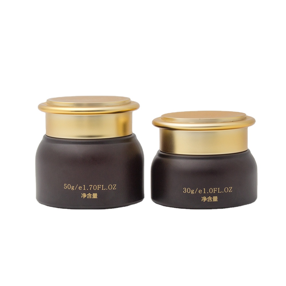 2 oz beautiful luxury amber glass cosmetic jar