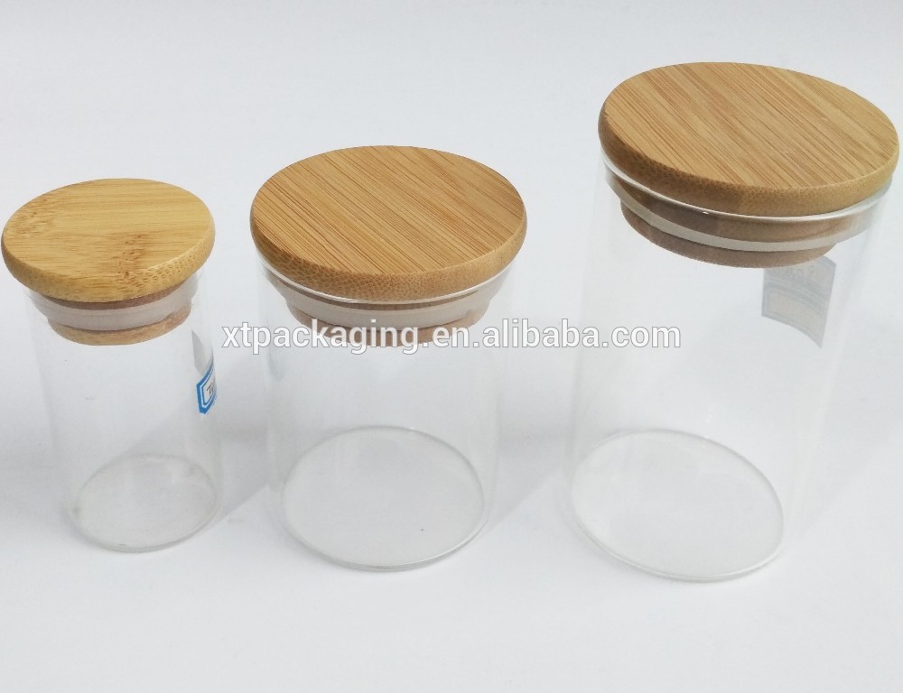 2 oz borosilicate glass jars with bamboo wooden suction lid