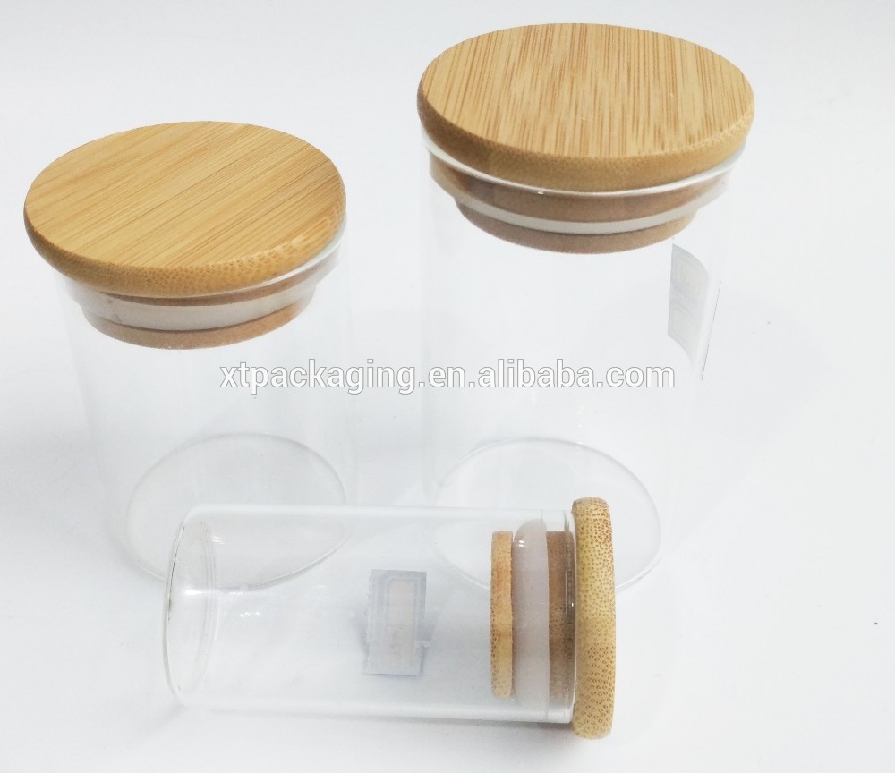 2 oz borosilicate glass jars with bamboo wooden suction lid