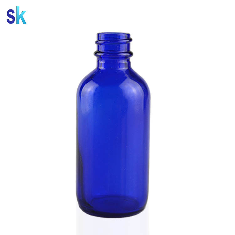 2 oz cobalt blue boston round glass e liquid dropper bottle
