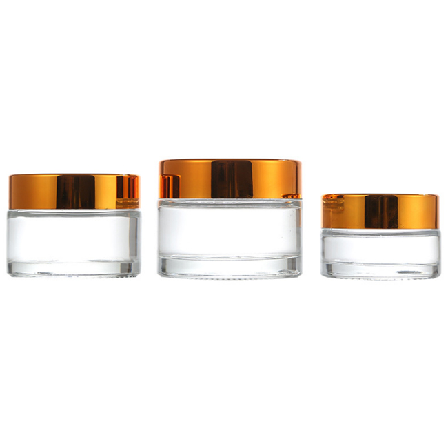 2 oz cream glass jar wholesale Small Round Empty Frosted Amber Clear Cosmetic Cream Glass Jar