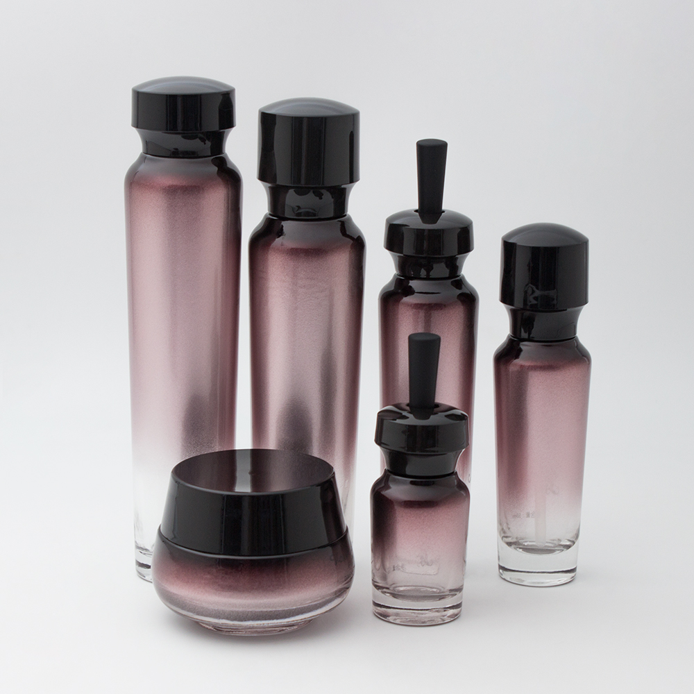 2 oz fancy green frosted glass cosmetic jars