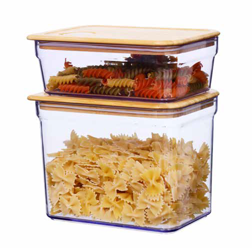 2 pcs plastic kitchen storage with the silicone seal and air-release valve