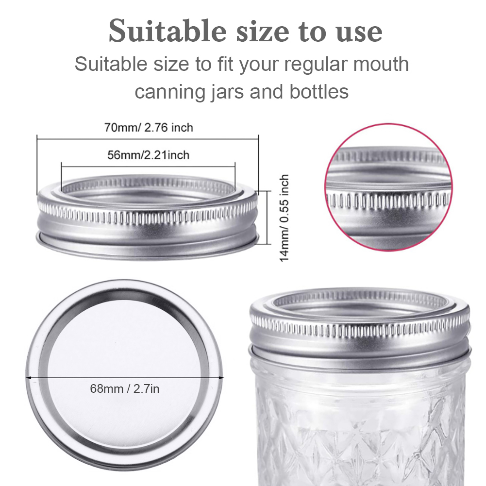 20/24Pcs Mason Jar Lids for Regular Mouth Mason Cannings Leakproof Storage Kitchen Anti Rust Cover Split-Type Bottle 70/86Mm