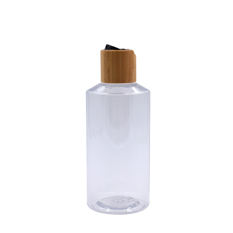 20- 250ml bamboo flip cap shampoo essential oil clear plastic bottle