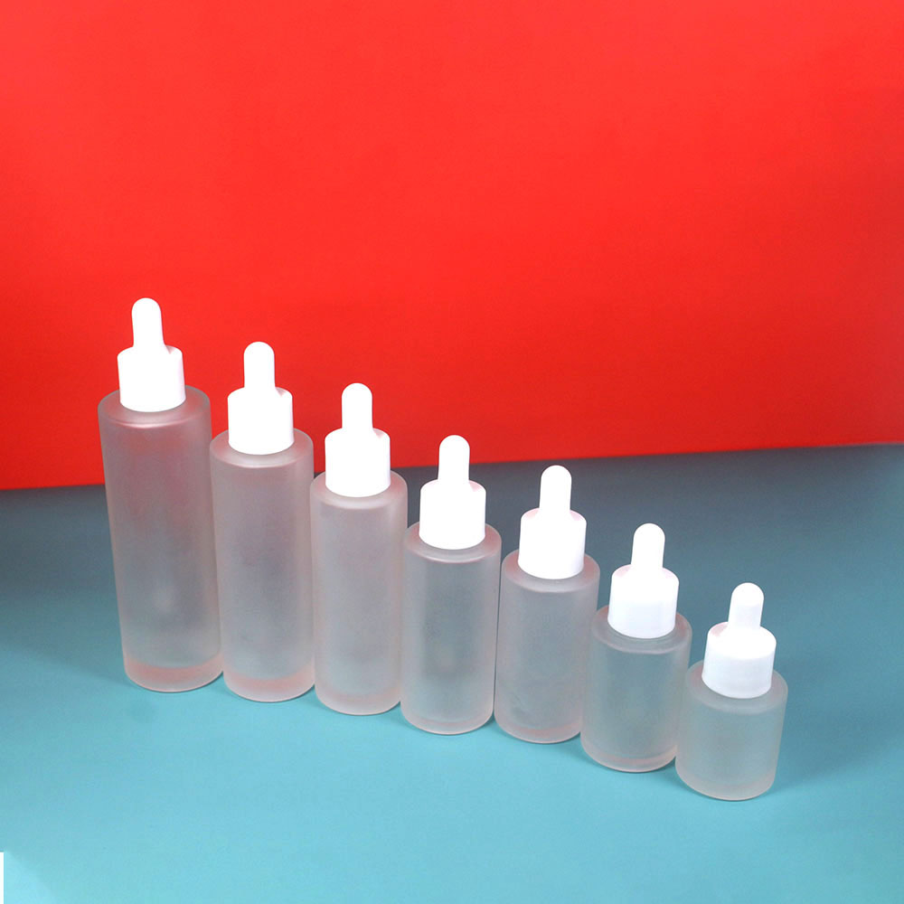 20 30 40 50 60 80 100ml frosted glass spray bottle with white plastic lid cosmetic skin cream lotion pump container packaging