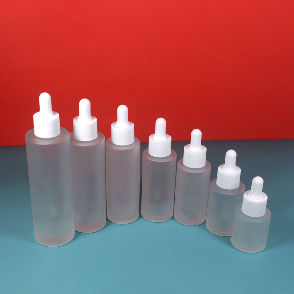 20 30 40 50 60 80 100ml frosted glass spray bottle with white plastic lid cosmetic skin cream lotion pump container packaging