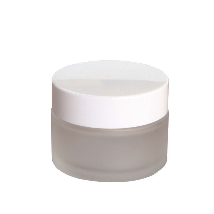 20 30 40 50 60 80 100ml frosted glass spray bottle with white plastic lid cosmetic skin cream lotion pump container packaging