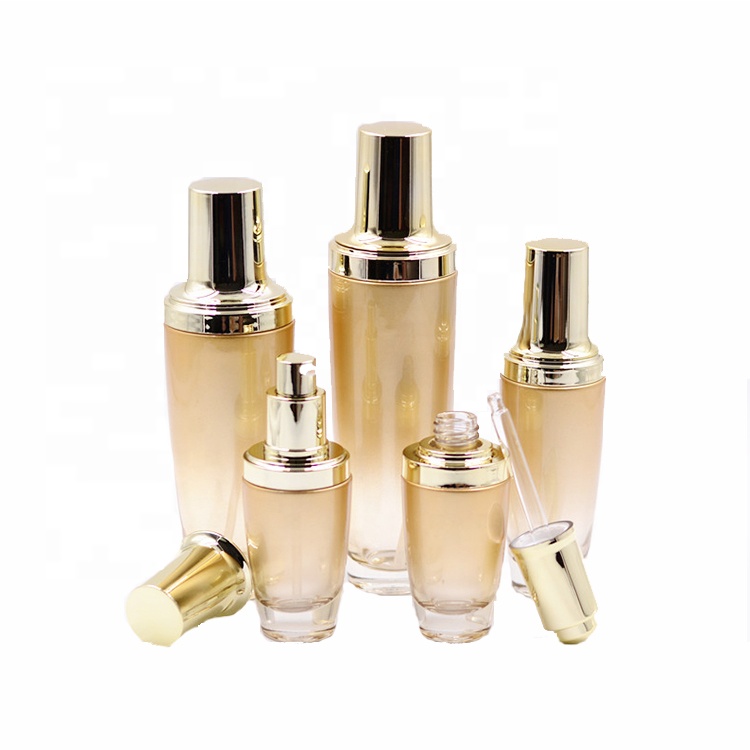 20/30/50/80/100/120ml bottle set dropper aluminium pump spray airless glass cosmetic bottle and jar