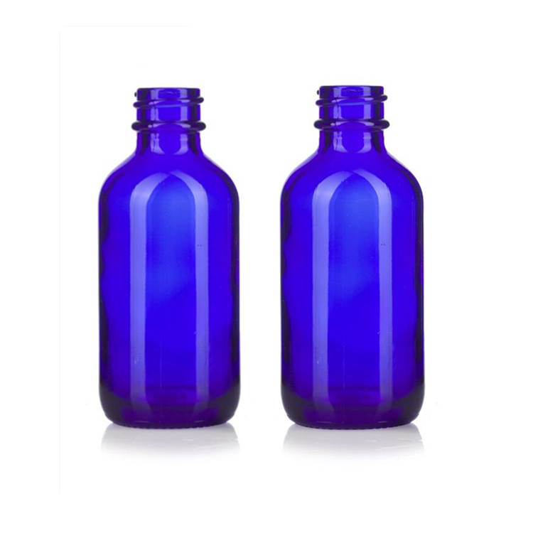 20-400 neck finish 60ml boston round blue glass bottle