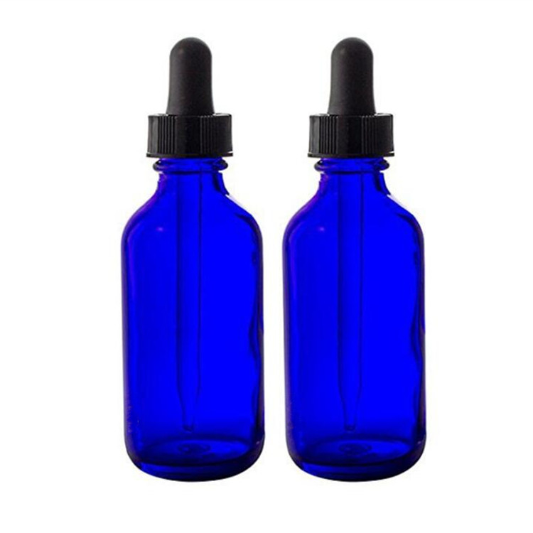 20-400 neck finish 60ml boston round blue glass bottle