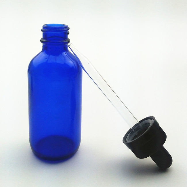 20-400 neck finish 60ml boston round blue glass bottle