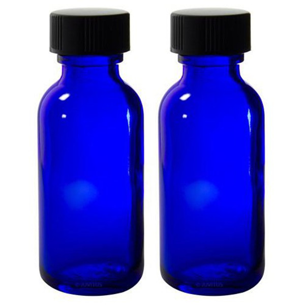 20-400 neck finish 60ml boston round blue glass bottle