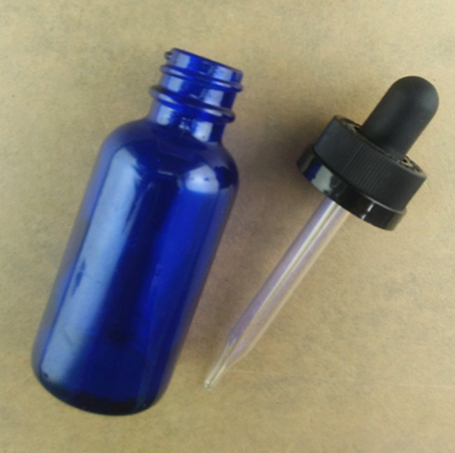 20-400 neck finish 60ml boston round blue glass bottle