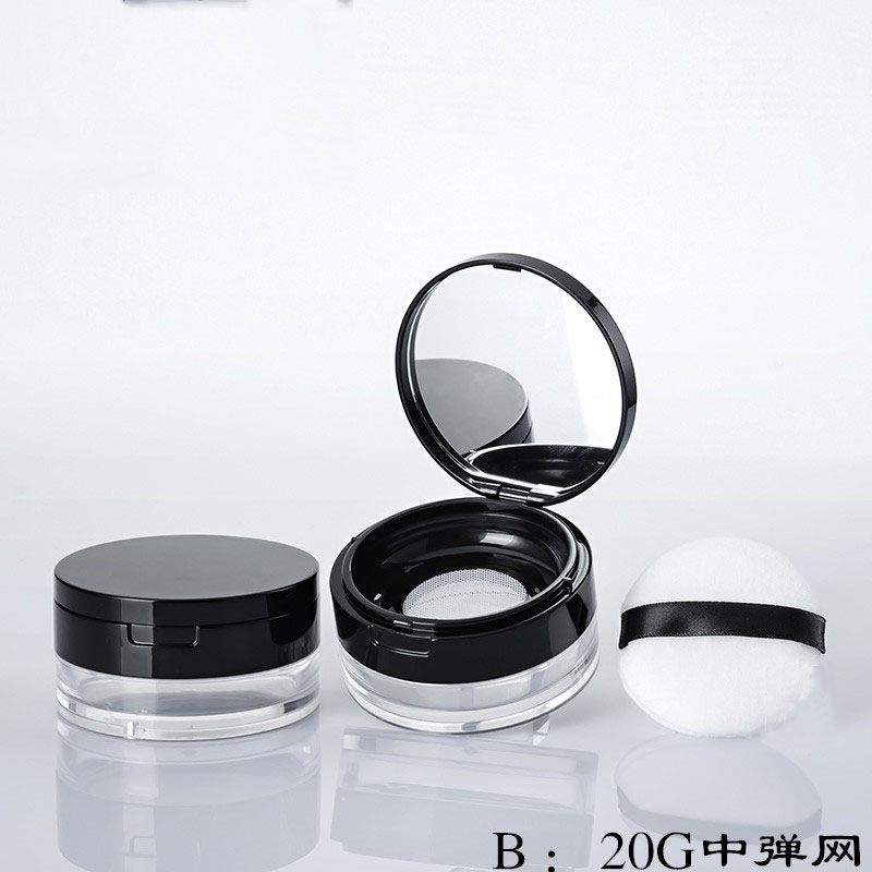 20 g 10 g Empty flip lid ELASTIC MESH loose powder container loose powder jar with sifter puff mirror