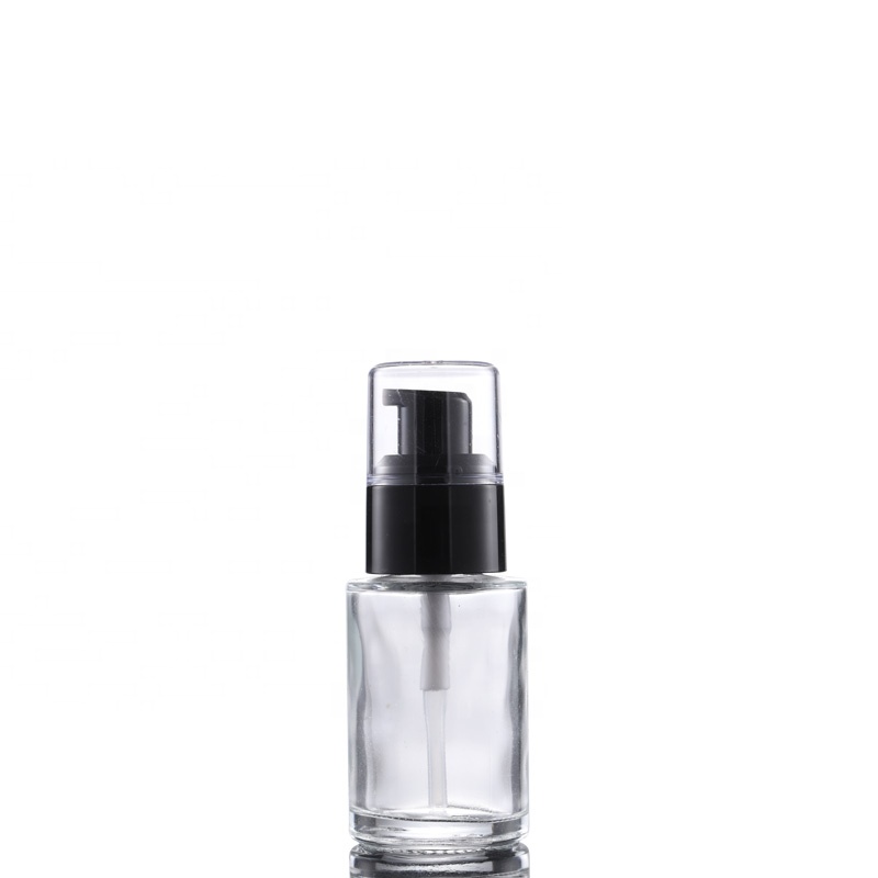 20 ml 30 ml 50 ml empty liquid foundation cosmetic packaging empty lotion bottle with black pump top clear cap