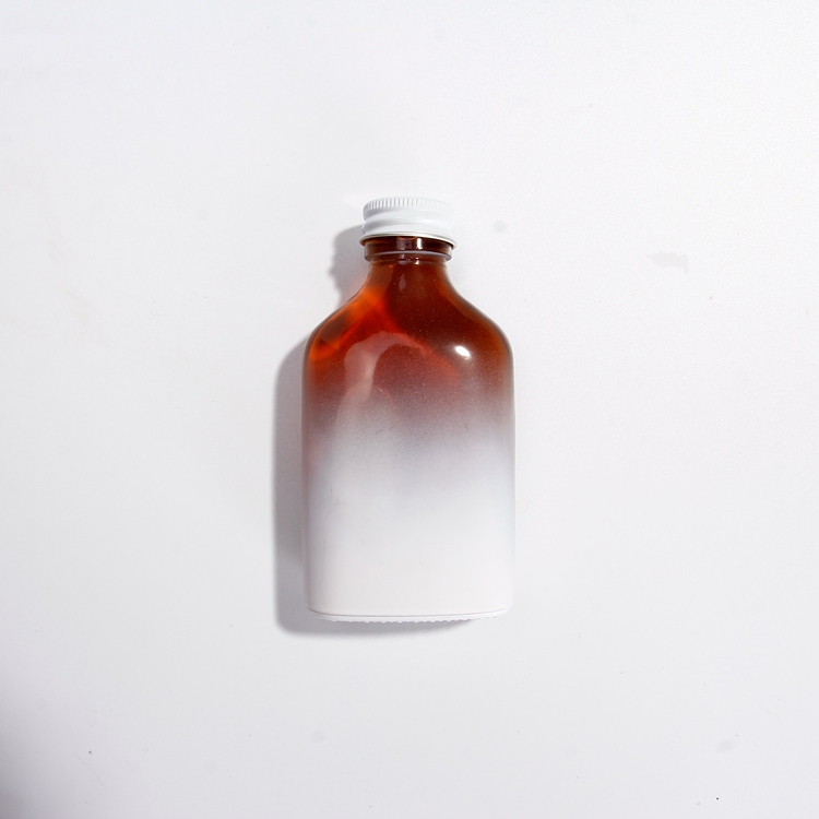 200 ML Flask Glass Bottle with Logo Printing and Metal Lid Flat Glass Bottle Cold Brew Coffee Hip