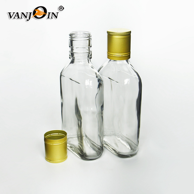 200 ML Flat Glass Bottle Cold Brew Coffee Hip Flask Glass Bottle with Logo Printing and Metal Lid