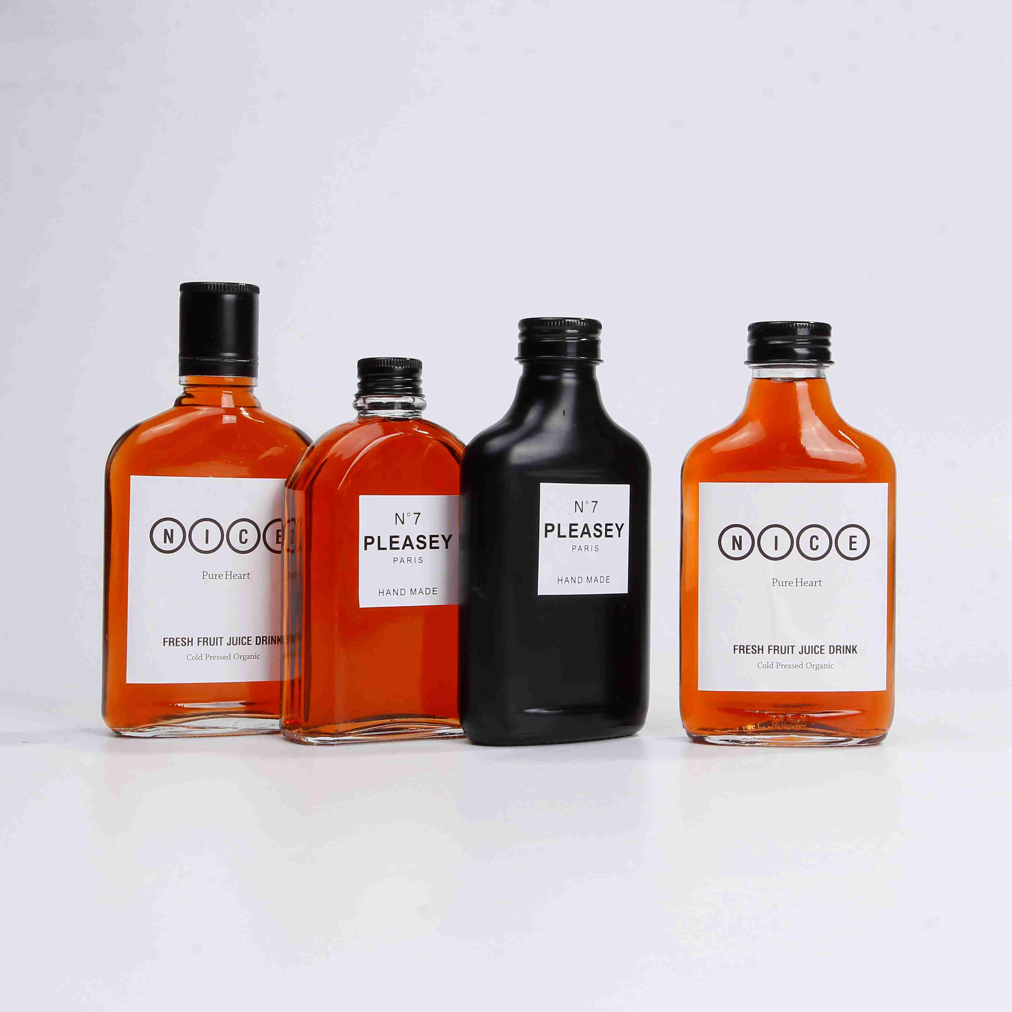200 ML Flat Glass Bottle Cold Brew Coffee Hip Flask Glass Bottle with Logo Printing and Metal Lid