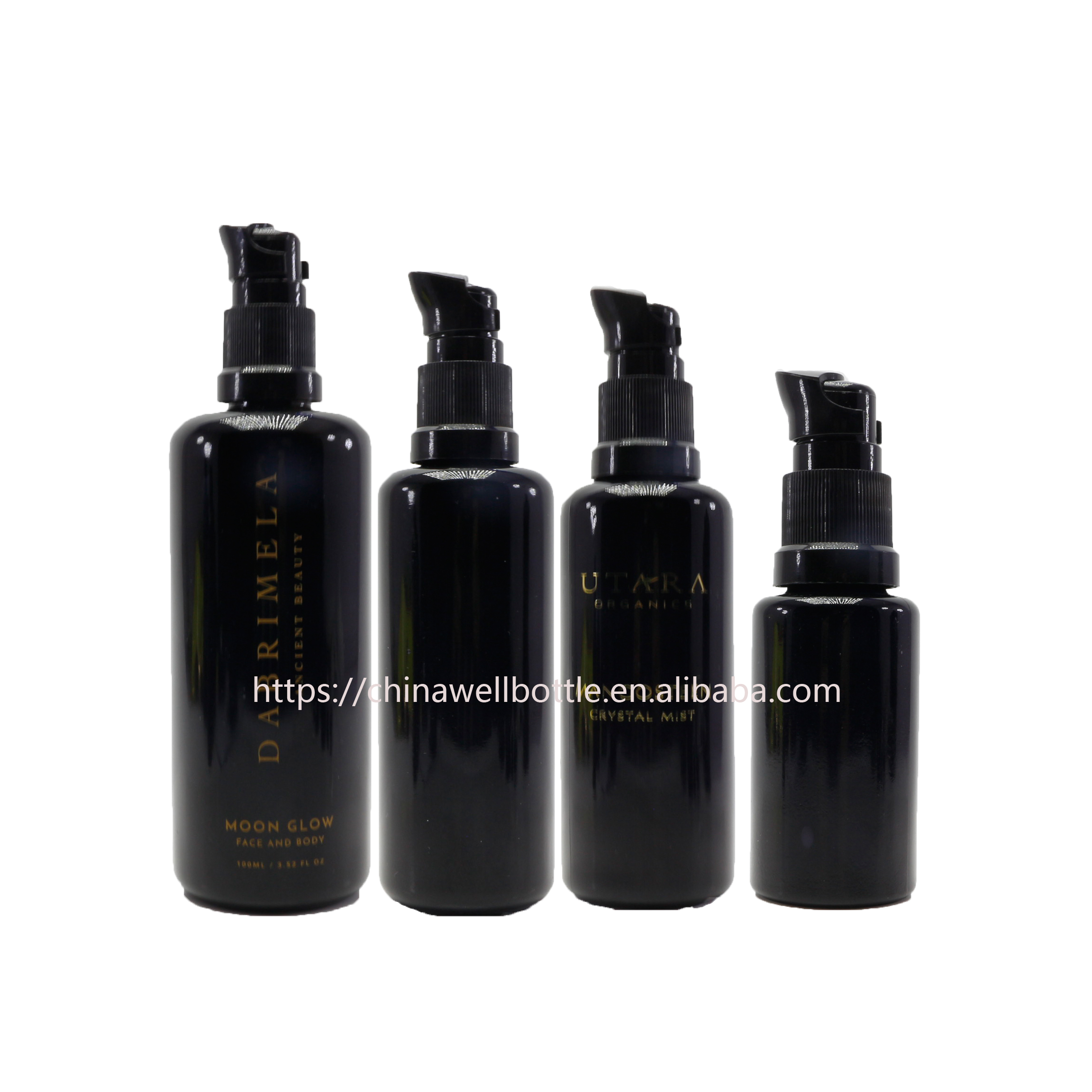 200 Ml (6.8 fl oz) Black Ultraviolet Glass Soap Dispenser Bottle Dark Violet pump bottles DV238E