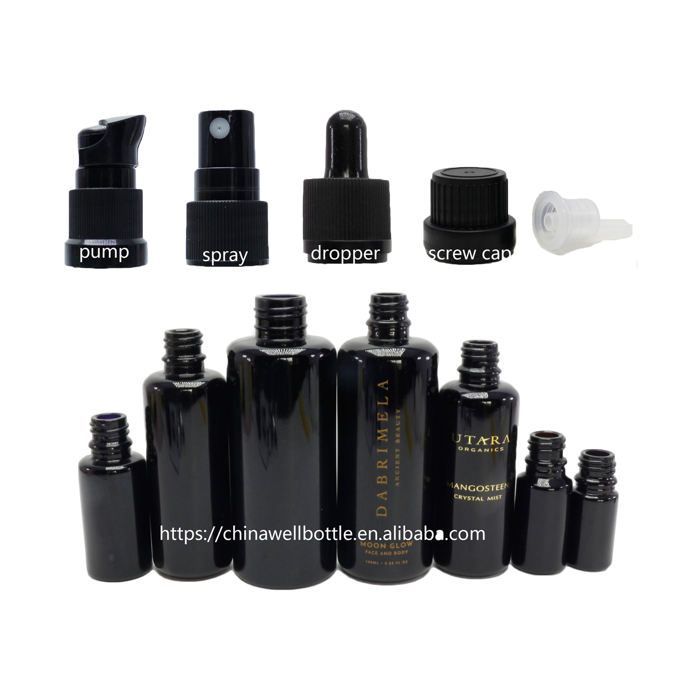 200 Ml (6.8 fl oz) Black Ultraviolet Glass Soap Dispenser Bottle Dark Violet pump bottles DV238E