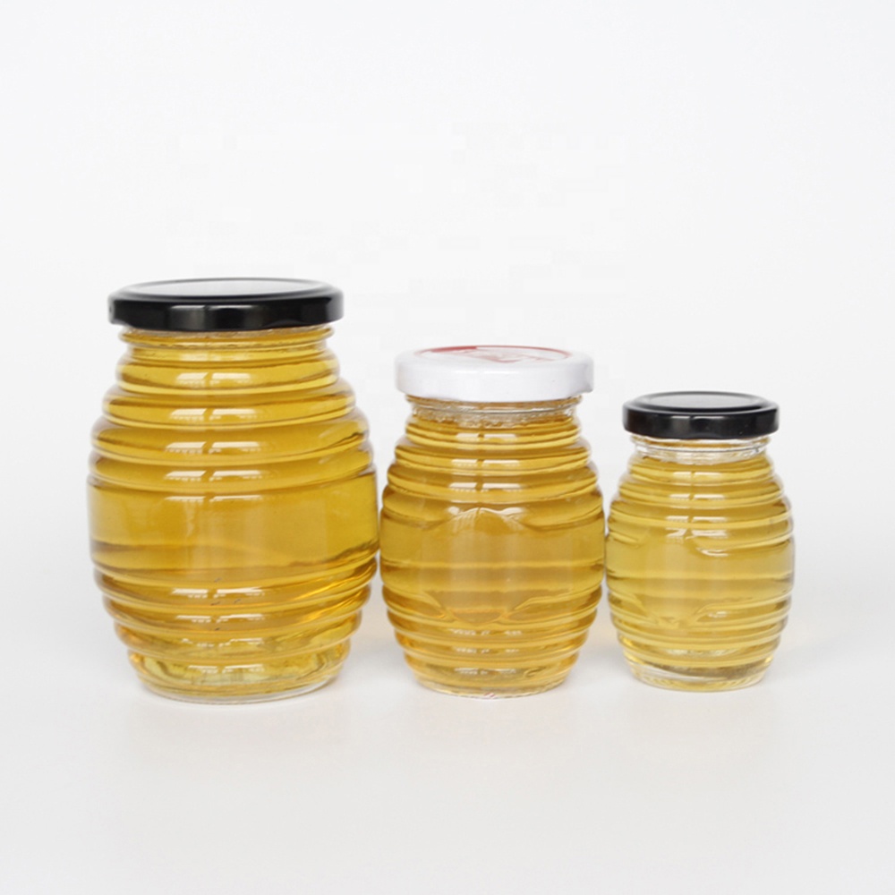 200 g 500 g 1000 g Round Glass Honey Jar with Metal Lid and suitable for Labels Storage jar