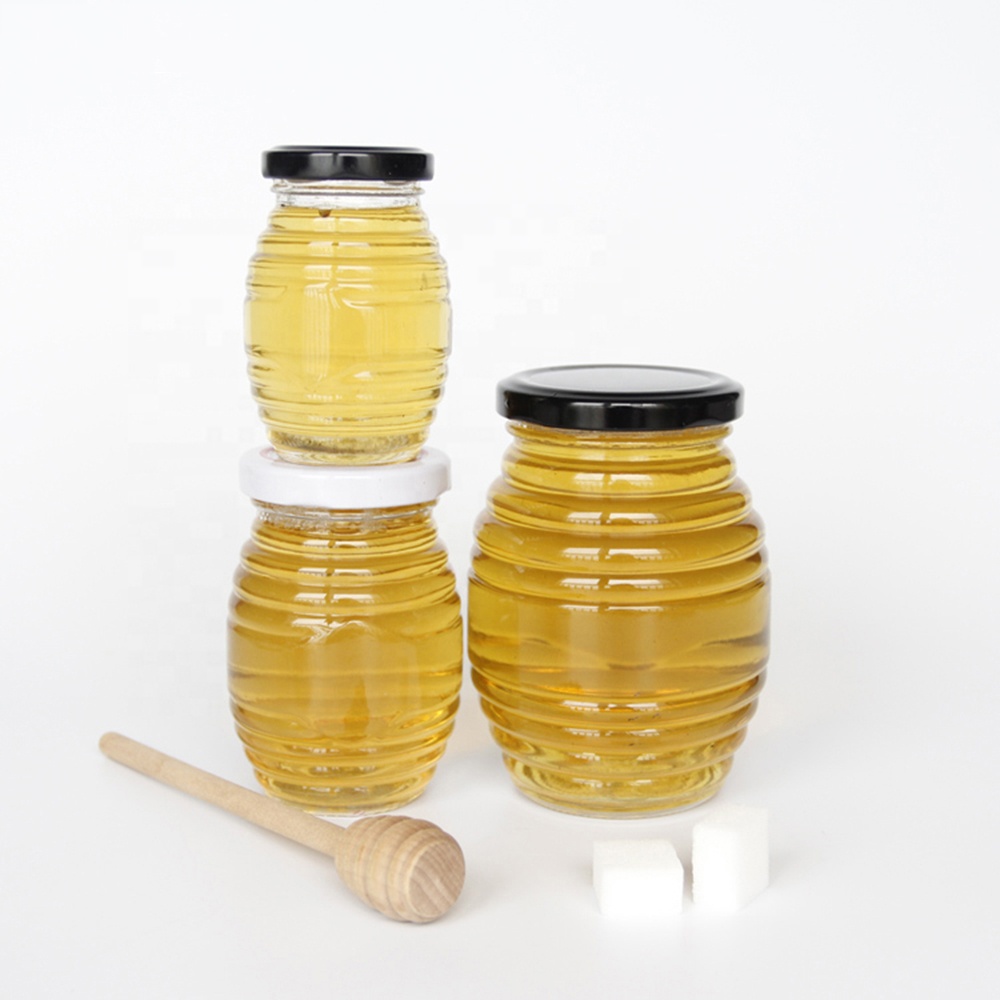 200 g 500 g 1000 g Round Glass Honey Jar with Metal Lid and suitable for Labels Storage jar